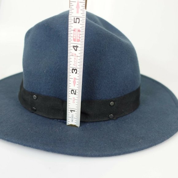 C.C Women\'s 100% Wool Navy Blue‎ Fedora Hat OS Classic Suede Genuine Felted Fur